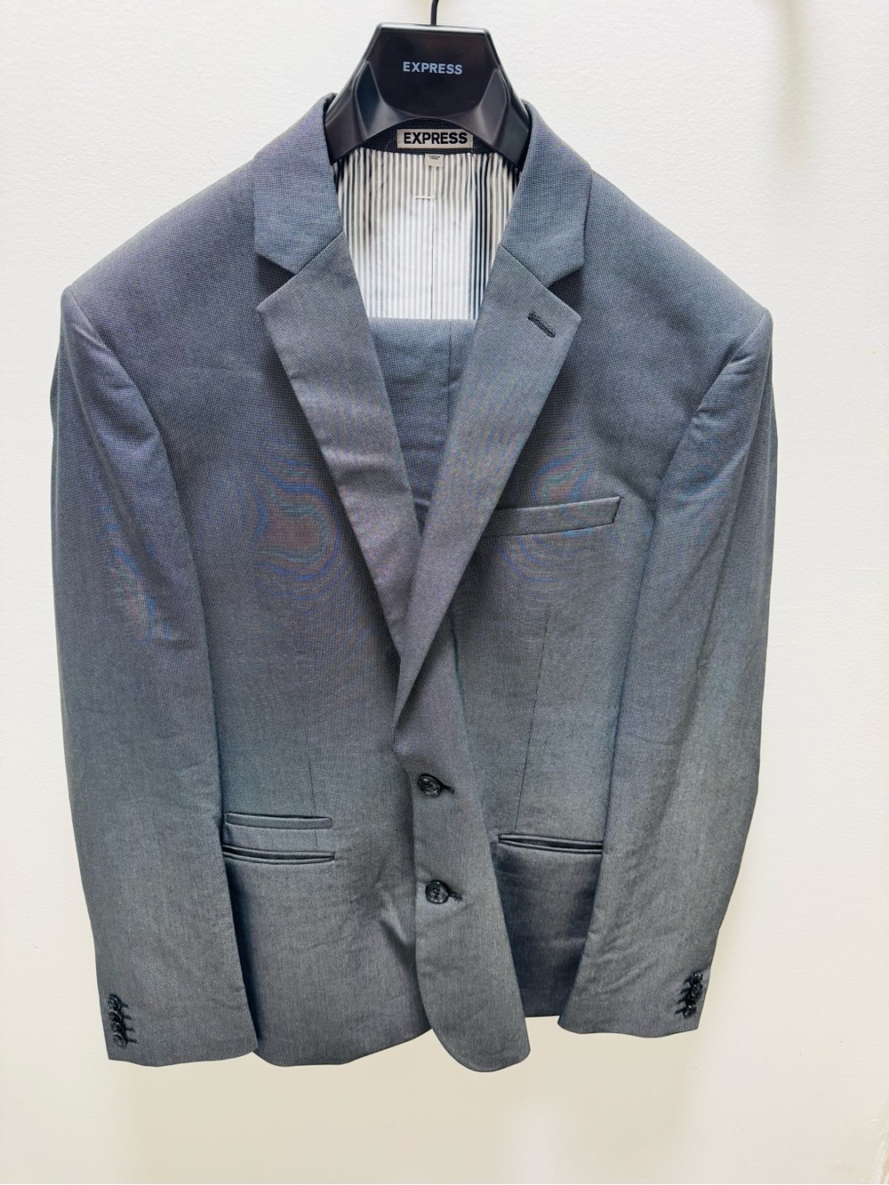 Express Men’s Gray Suit Blazer - Modern Two-Button